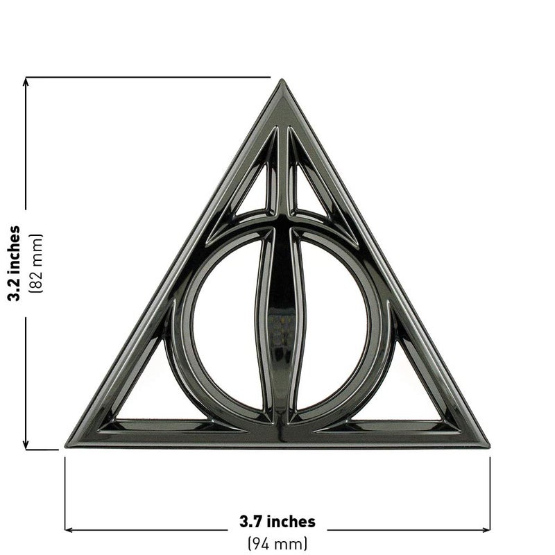 Fan Emblems Deathly Hallows Car Emblem - Harry Potter Symbol 3D Auto Badge - Color: Black Chrome - Size: 3.7 x 3.2 x 0.2 inches - Officially Licensed Wizarding World Car Accessories - Image 2